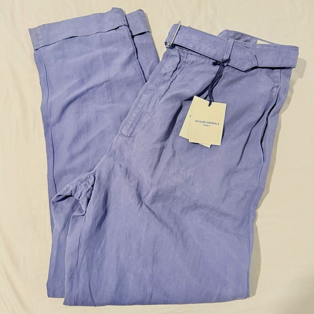 Officine Generale Men’s Hugo Pants Trousers Nightshadow Sz 56 Linen Blend NWT